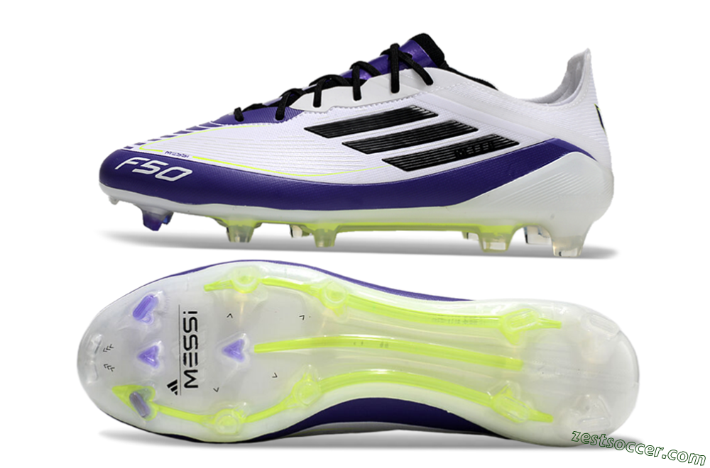 Adidas F50 Elite FG Low-Tops Soccer Cleats - White/Purple/Black/Yellow 1