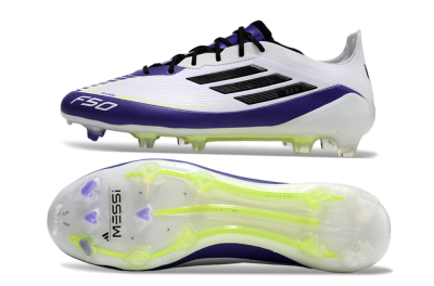Adidas F50 Elite FG Low-Tops Soccer Cleats - White/Purple/Black/Yellow