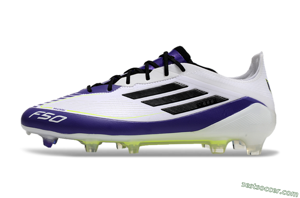 Adidas F50 Elite FG Low-Tops Soccer Cleats - White/Purple/Black/Yellow 2