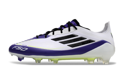 Adidas F50 Elite FG Low-Tops Soccer Cleats - White/Purple/Black/Yellow