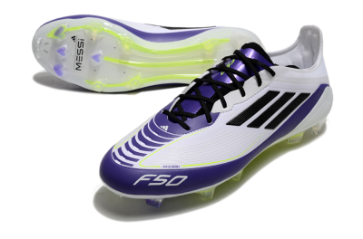 Adidas F50 Elite FG Low-Tops Soccer Cleats - White/Purple/Black/Yellow
