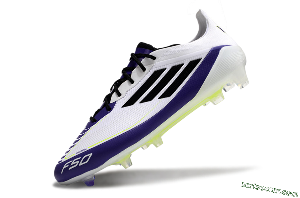 Adidas F50 Elite FG Low-Tops Soccer Cleats - White/Purple/Black/Yellow 5