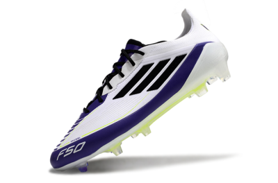 Adidas F50 Elite FG Low-Tops Soccer Cleats - White/Purple/Black/Yellow