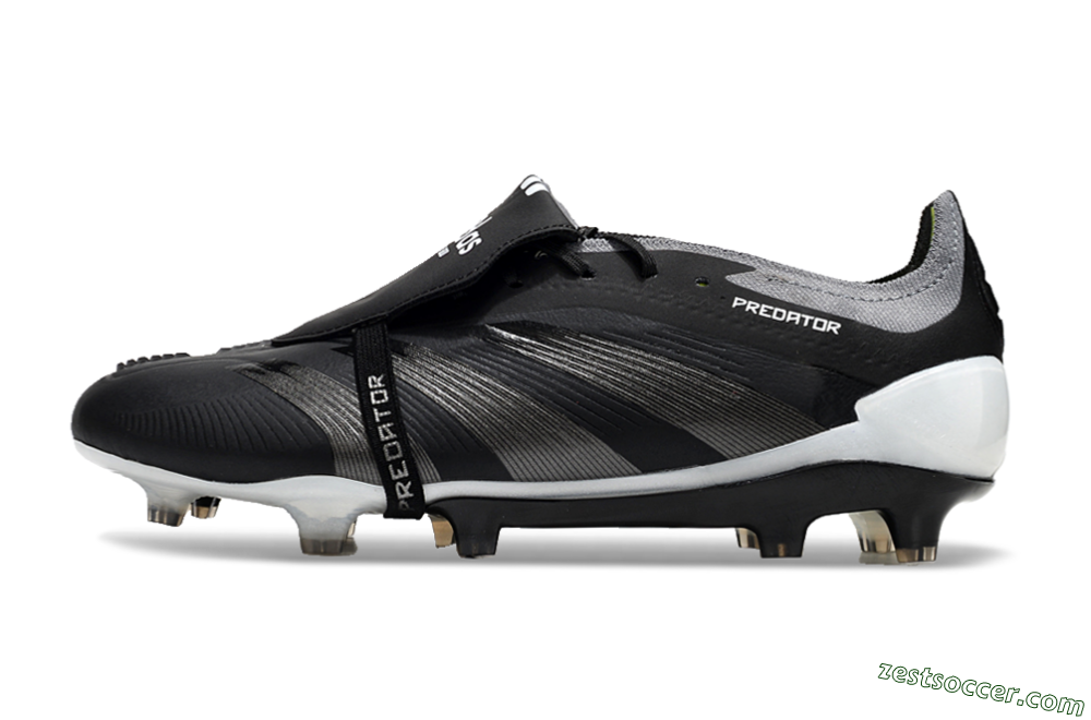 Adidas Predator Elite Foldover Tongue FG Low-Tops Soccer Cleats - Black/Grey/White 2