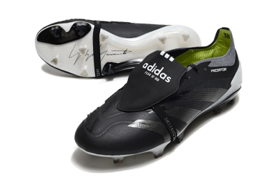 Adidas Predator Elite Foldover Tongue FG Low-Tops Soccer Cleats - Black/Grey/White
