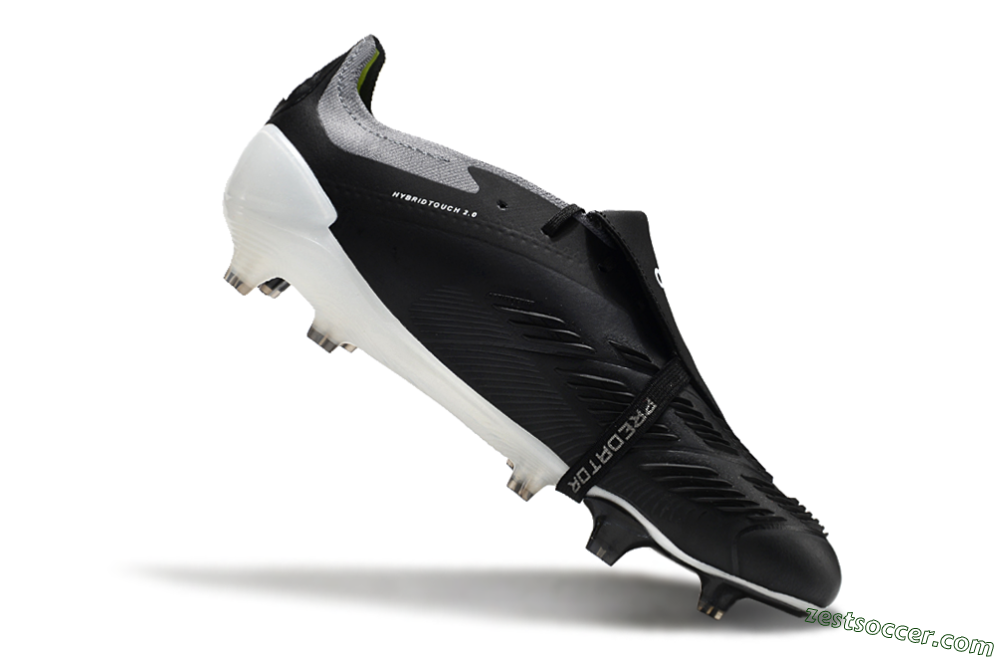Adidas Predator Elite Foldover Tongue FG Low-Tops Soccer Cleats - Black/Grey/White 4