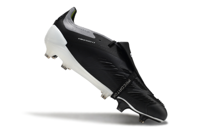 Adidas Predator Elite Foldover Tongue FG Low-Tops Soccer Cleats - Black/Grey/White