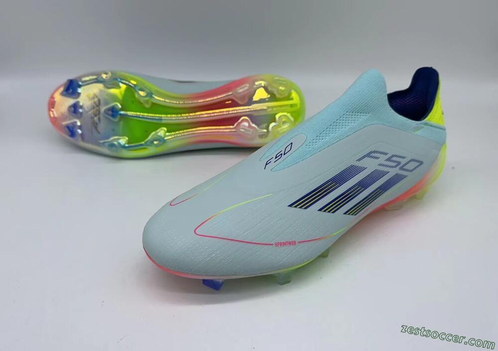 Adidas F50 Elite Laceless FG Low-Tops Soccer Cleats - Jade/Blue/Yellow