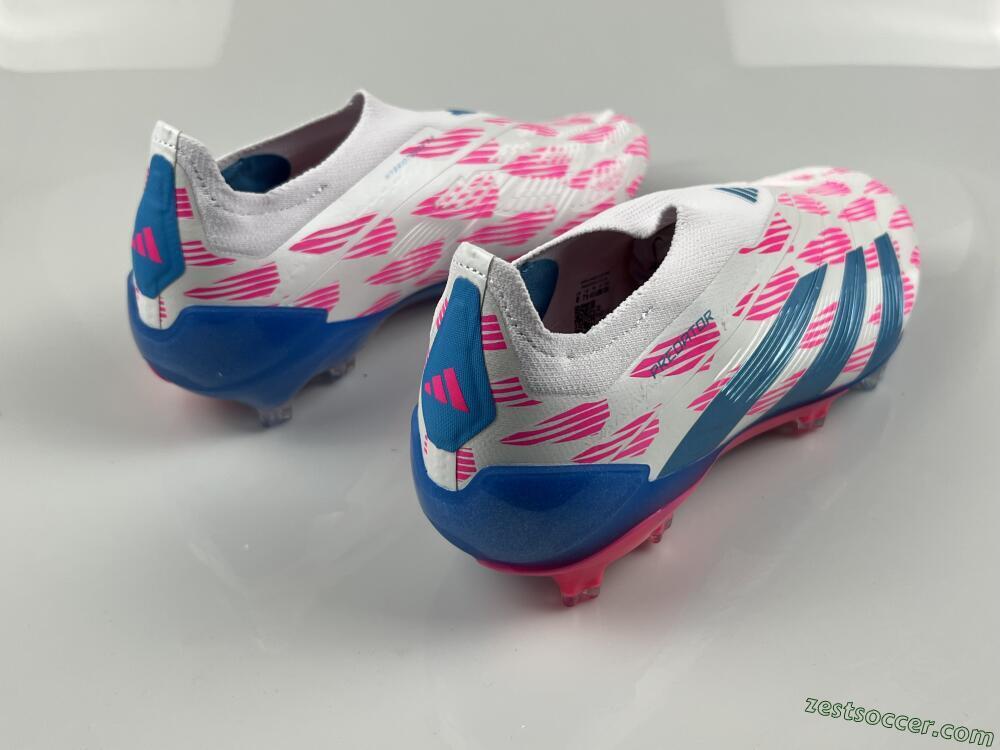 Adidas Predator Elite 24 Laceless FG Low-Tops Soccer Cleats - White/Pink/Blue