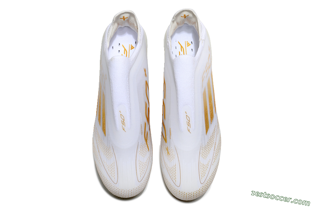 Adidas F50+ Lightstrike Pro Laceless FG Low-Tops Soccer Cleats - White/Gold 4