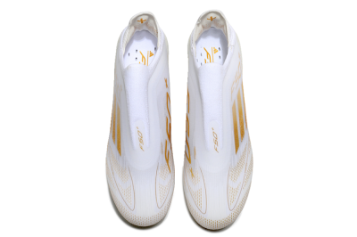 Adidas F50+ Lightstrike Pro Laceless FG Low-Tops Soccer Cleats - White/Gold