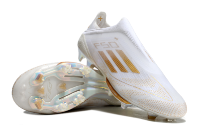 Adidas F50+ Lightstrike Pro Laceless FG Low-Tops Soccer Cleats - White/Gold