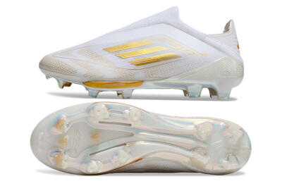 Adidas F50+ Lightstrike Pro Laceless FG Low-Tops Soccer Cleats - White/Gold
