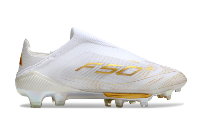 Adidas F50+ Lightstrike Pro Laceless FG Low-Tops Soccer Cleats - White/Gold