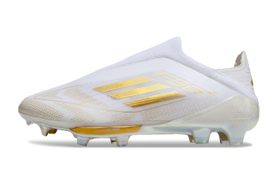 Adidas F50+ Lightstrike Pro Laceless FG Low-Tops Soccer Cleats - White/Gold