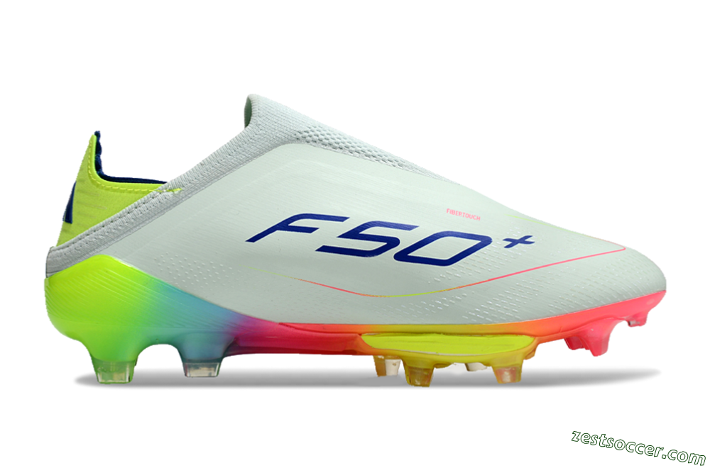 Adidas F50+ Lightstrike Pro Laceless FG Low-Tops Soccer Cleats - Jade/Rainbow 6