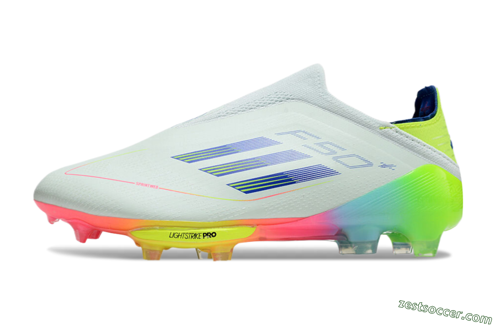 Adidas F50+ Lightstrike Pro Laceless FG Low-Tops Soccer Cleats - Jade/Rainbow 2