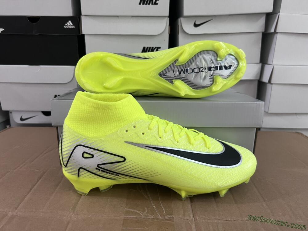 Nike Air Zoom Mercurial Superfly 16 Elite FG High-Tops Soccer Cleats - Yellow/Sliver/Black