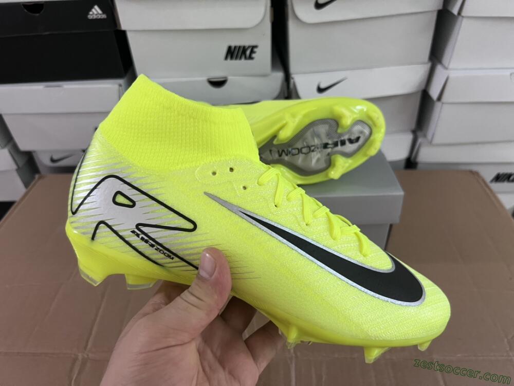 Nike Air Zoom Mercurial Superfly 16 Elite FG High-Tops Soccer Cleats - Yellow/Sliver/Black