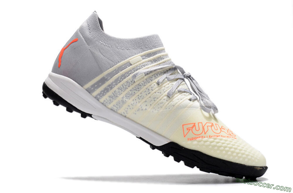 Puma Future Z 1.3 Teazer TF Low-Tops Soccer Shoes - Beige/Grey/Orange 4