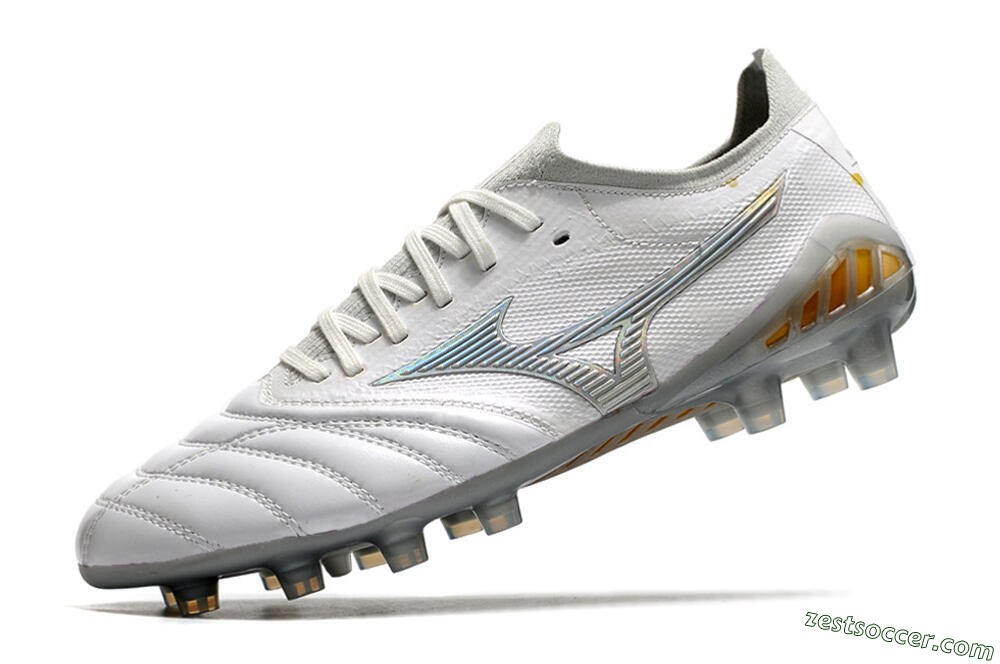 Mizuno Morelia Neo 3 FG Low-Tops Soccer Cleats - White/Silver/Yellow 5