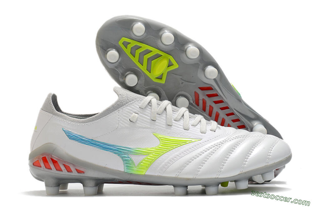 Mizuno Morelia Neo 3 FG Low-Tops Soccer Cleats - White/Rainbow/Silver 0