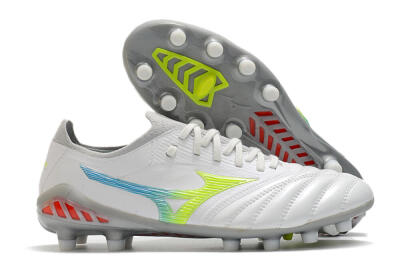 Mizuno Morelia Neo 3 FG Low-Tops Soccer Cleats - White/Rainbow/Silver