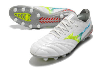Mizuno Morelia Neo 3 FG Low-Tops Soccer Cleats - White/Rainbow/Silver