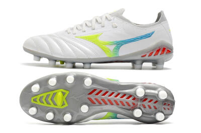Mizuno Morelia Neo 3 FG Low-Tops Soccer Cleats - White/Rainbow/Silver
