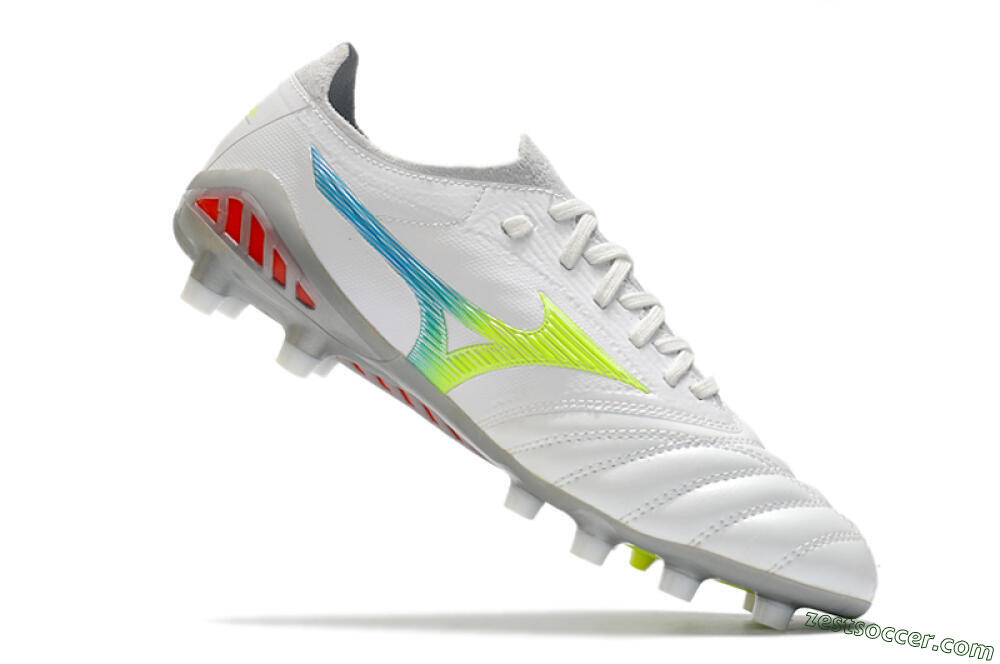 Mizuno Morelia Neo 3 FG Low-Tops Soccer Cleats - White/Rainbow/Silver 4