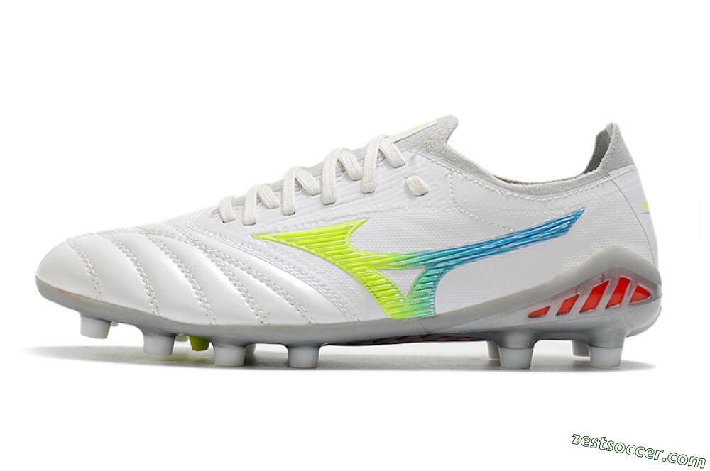 Mizuno Morelia Neo 3 FG Low-Tops Soccer Cleats - White/Rainbow/Silver 2