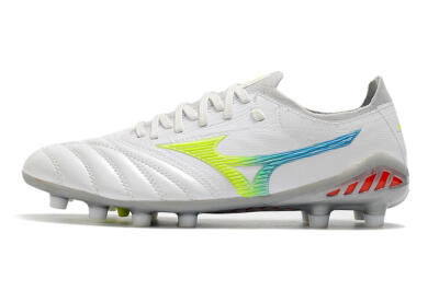 Mizuno Morelia Neo 3 FG Low-Tops Soccer Cleats - White/Rainbow/Silver