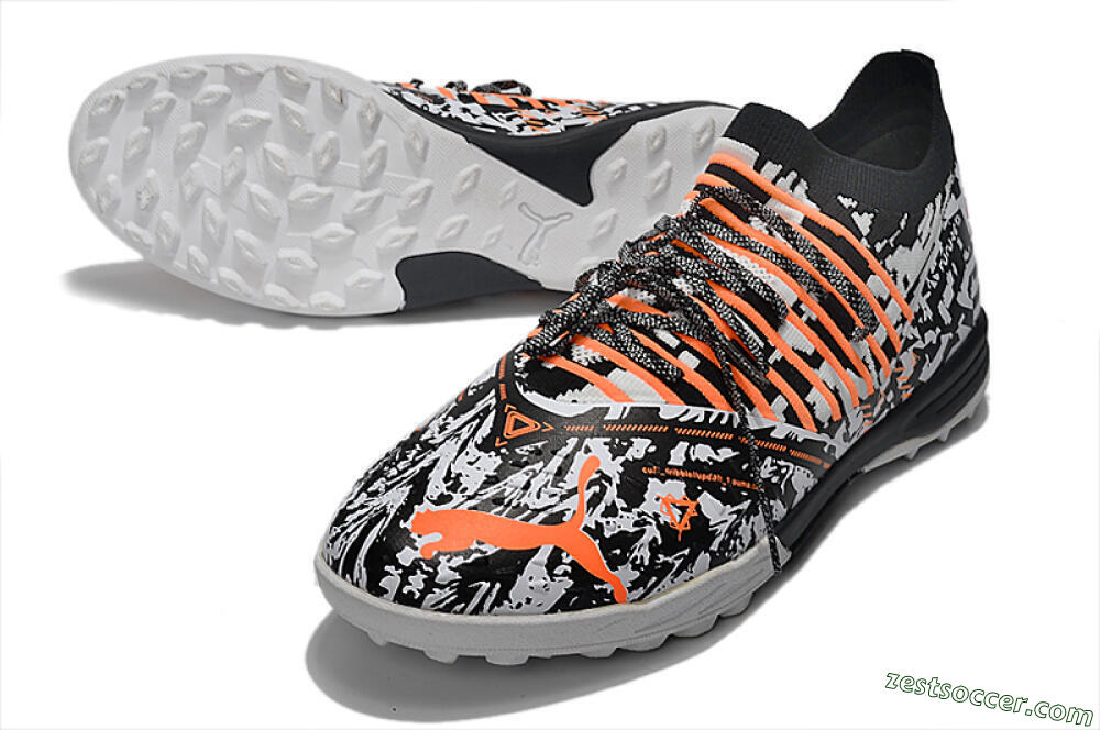 Puma Future Z 1.3 Teazer TF Low-Tops Soccer Shoes - White/Black/Orange 3