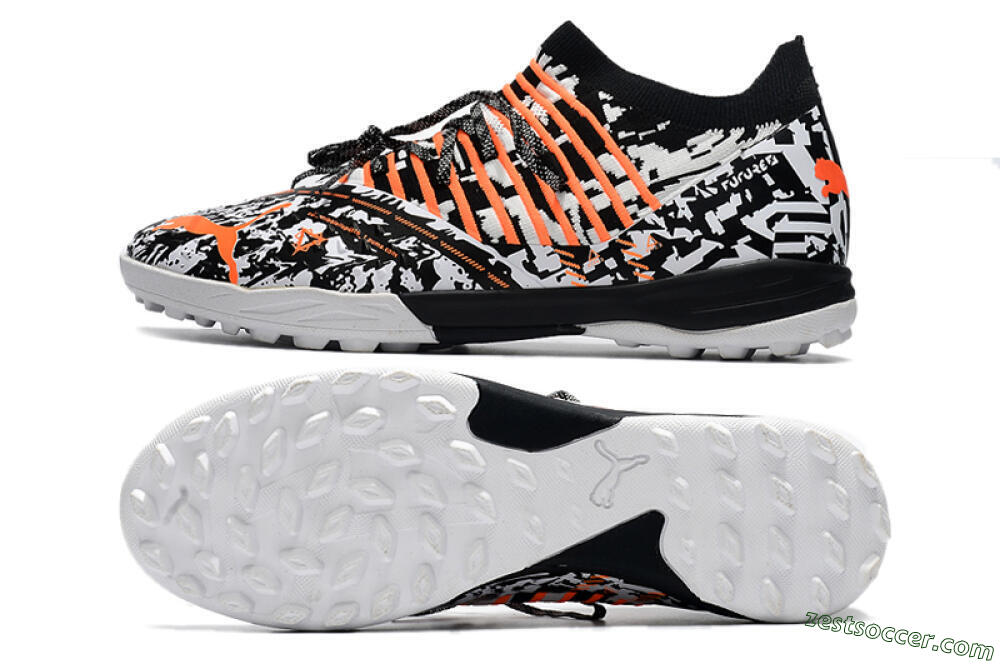 Puma Future Z 1.3 Teazer TF Low-Tops Soccer Shoes - White/Black/Orange 1