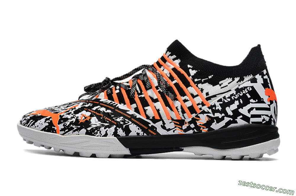 Puma Future Z 1.3 Teazer TF Low-Tops Soccer Shoes - White/Black/Orange 2