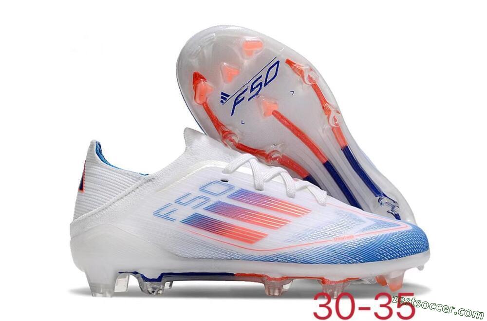 Adidas F50 Elite FG Low-Tops Soccer Cleats - White/Blue/Red 0