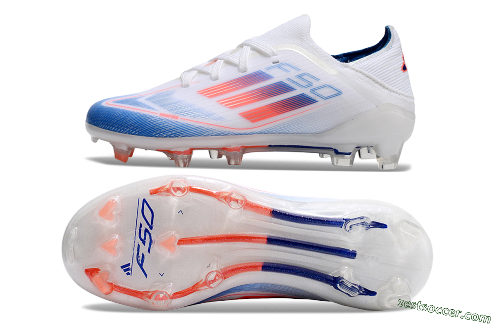 Adidas F50 Elite FG Low-Tops Soccer Cleats - White/Blue/Red 1