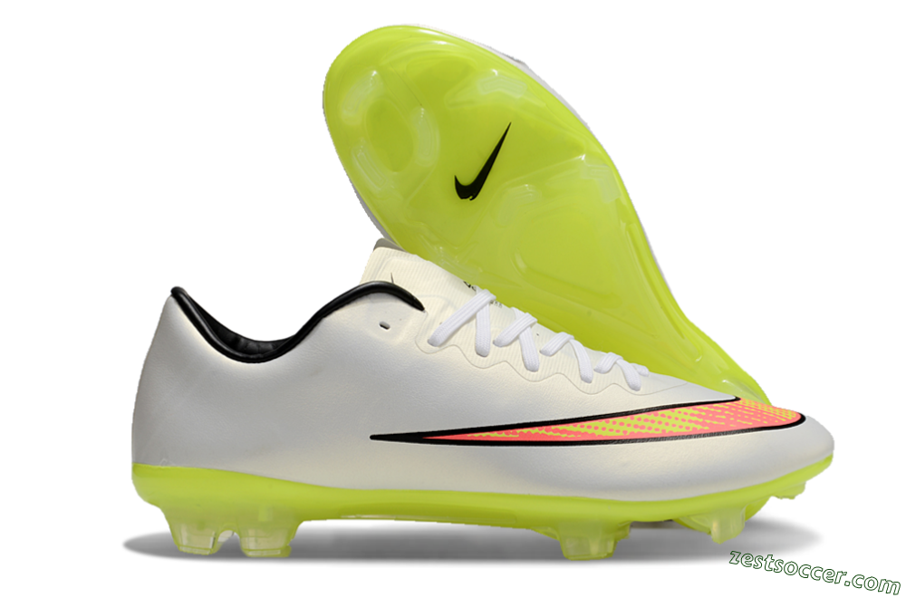 Nike Mercurial Vapor 10 FG Low-Tops Soccer Cleats - Beige/Red/Yellow 0
