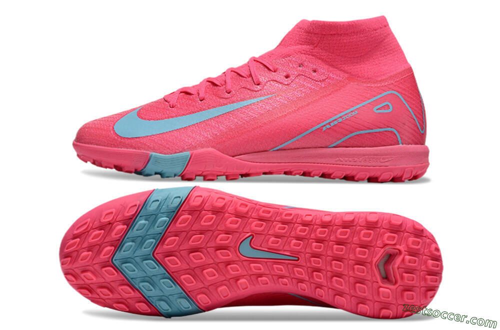 Nike Air Zoom Mercurial Superfly 10 Elite TF High-Tops Soccer Shoes - Pink/Red/Jade 7