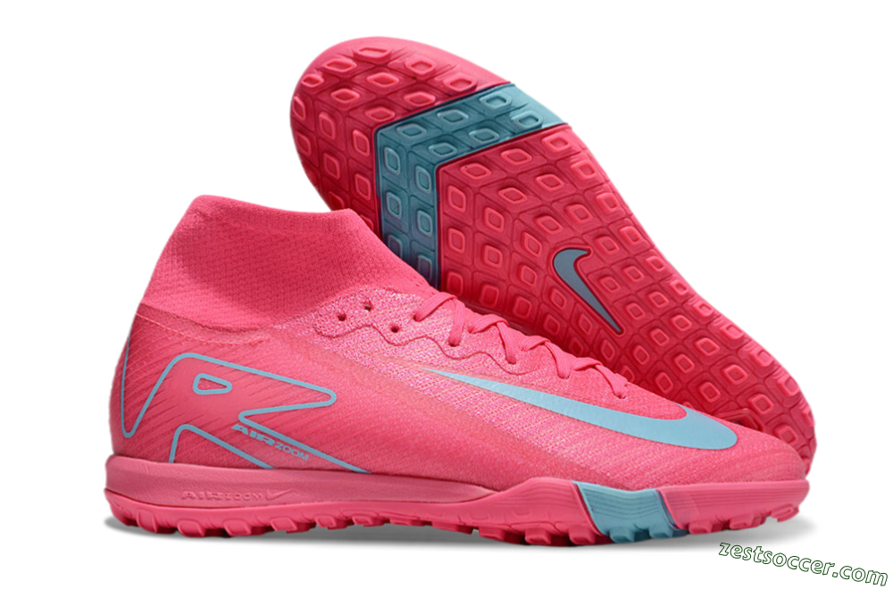 Nike Air Zoom Mercurial Superfly 10 Elite TF High-Tops Soccer Shoes - Pink/Red/Jade 1