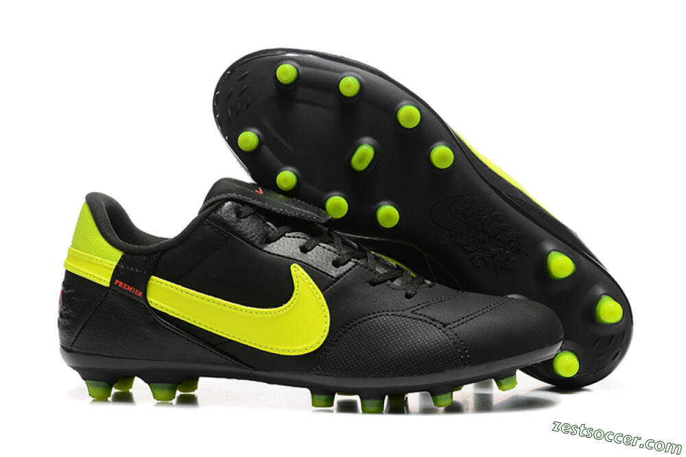 Nike The Premier 3 FG Low-Tops Soccer Cleats - Black/Yellow/Red 0
