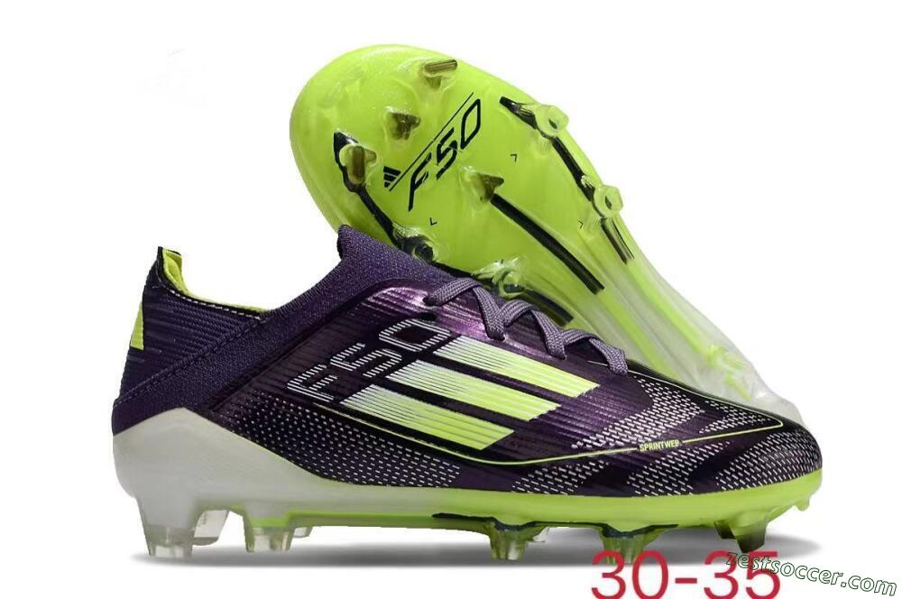 Kids Adidas F50 Elite FG Low-Tops Soccer Cleats - Purple/Yellow/White 0