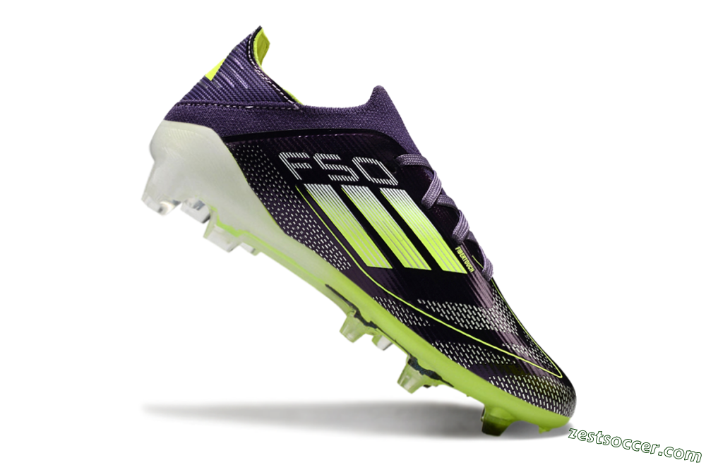 Kids Adidas F50 Elite FG Low-Tops Soccer Cleats - Purple/Yellow/White 4