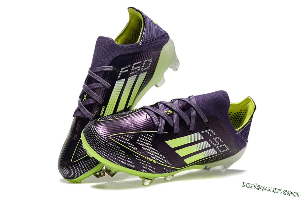 Kids Adidas F50 Elite FG Low-Tops Soccer Cleats - Purple/Yellow/White 3