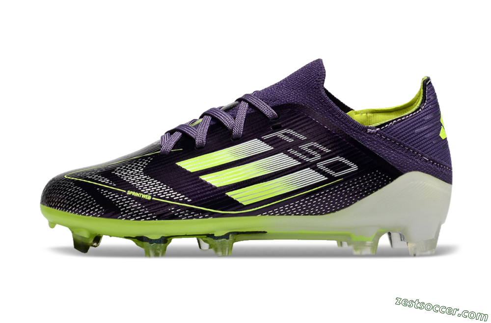 Kids Adidas F50 Elite FG Low-Tops Soccer Cleats - Purple/Yellow/White 2