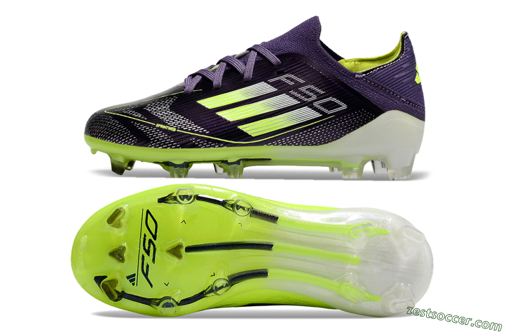 Kids Adidas F50 Elite FG Low-Tops Soccer Cleats - Purple/Yellow/White 1