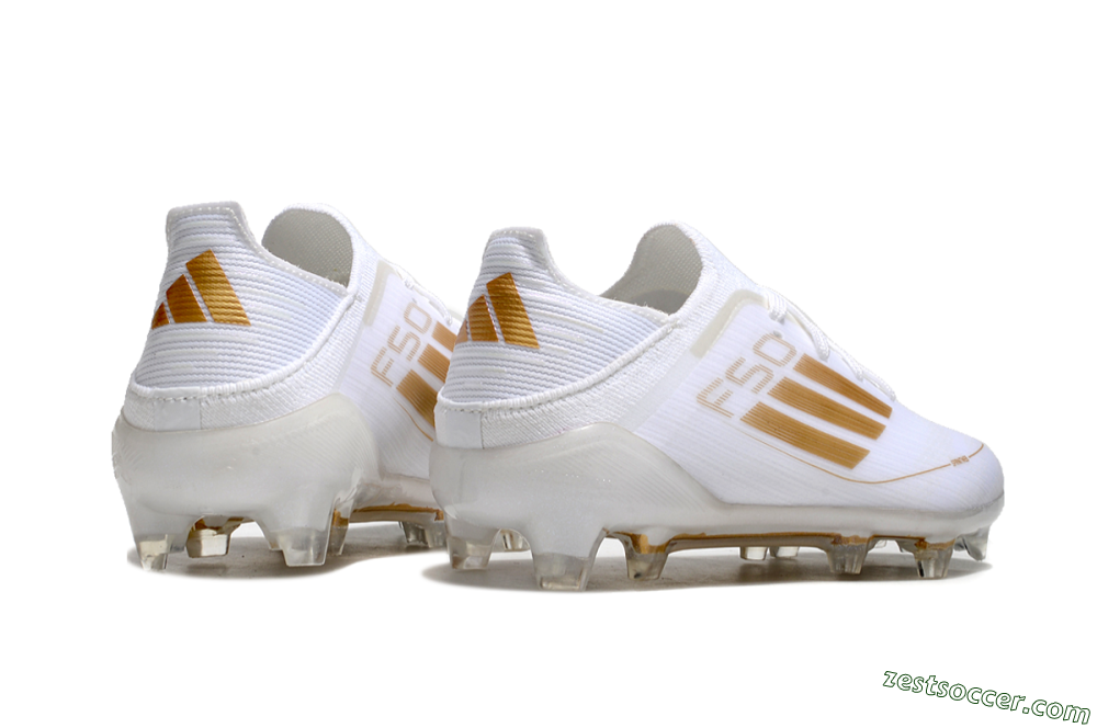 Kids Adidas F50 Elite FG Low-Tops Soccer Cleats - White/Gold/Red 7