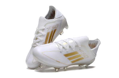 Kids Adidas F50 Elite FG Low-Tops Soccer Cleats - White/Gold/Red