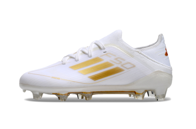 Kids Adidas F50 Elite FG Low-Tops Soccer Cleats - White/Gold/Red