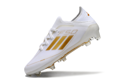 Kids Adidas F50 Elite FG Low-Tops Soccer Cleats - White/Gold/Red